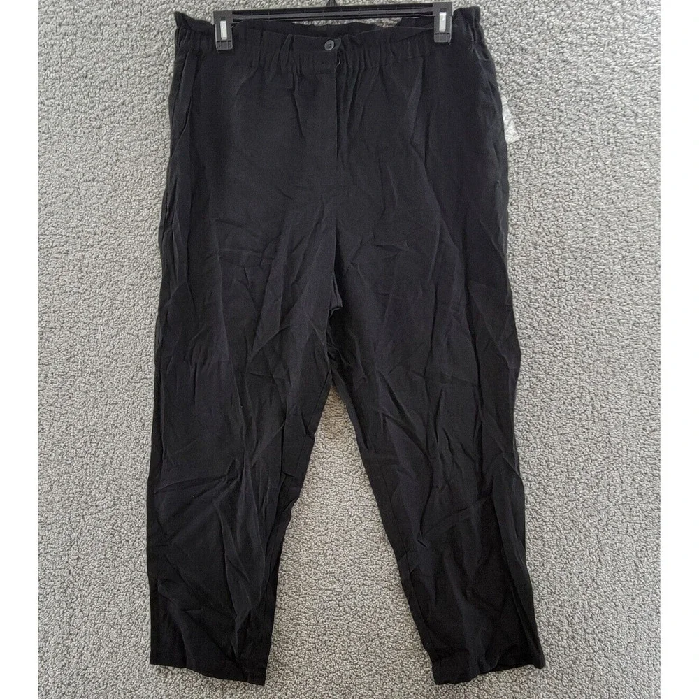 VINCE CAMUTO Paperbag Waist Pants Women's 16 Black Cropped Button Zip Closure - Picture 1 of 15